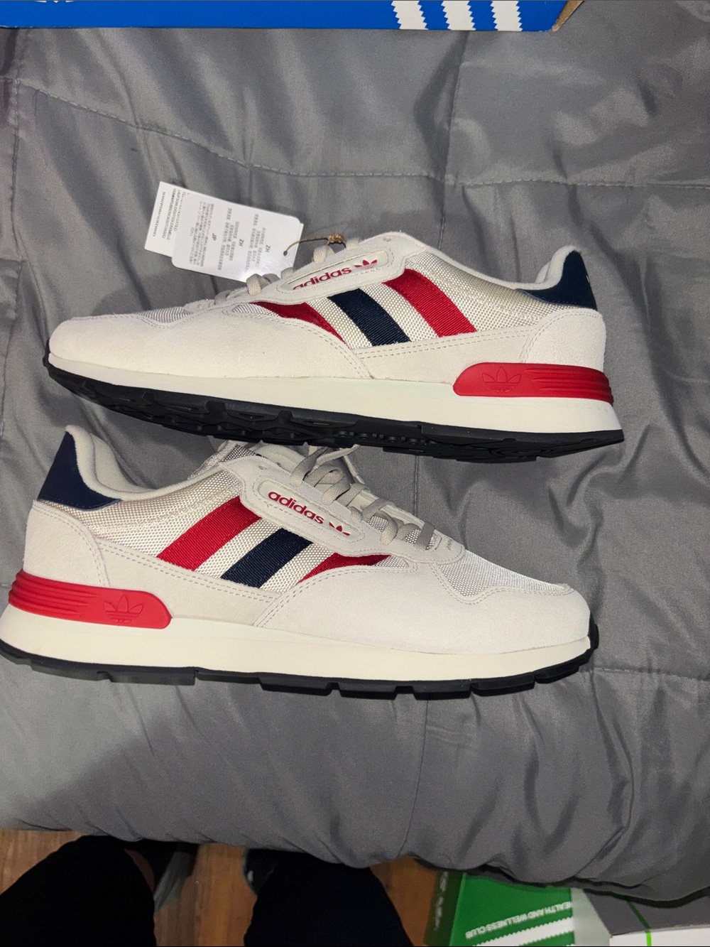 adidas Treziid 2 White Sneakers with Red & Navy Stripes